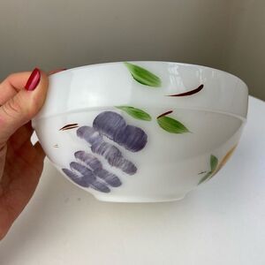 Mid-Century Fire King Gay Fad Small One Quart Mixing Bowl MCM Hand Painted Fruit